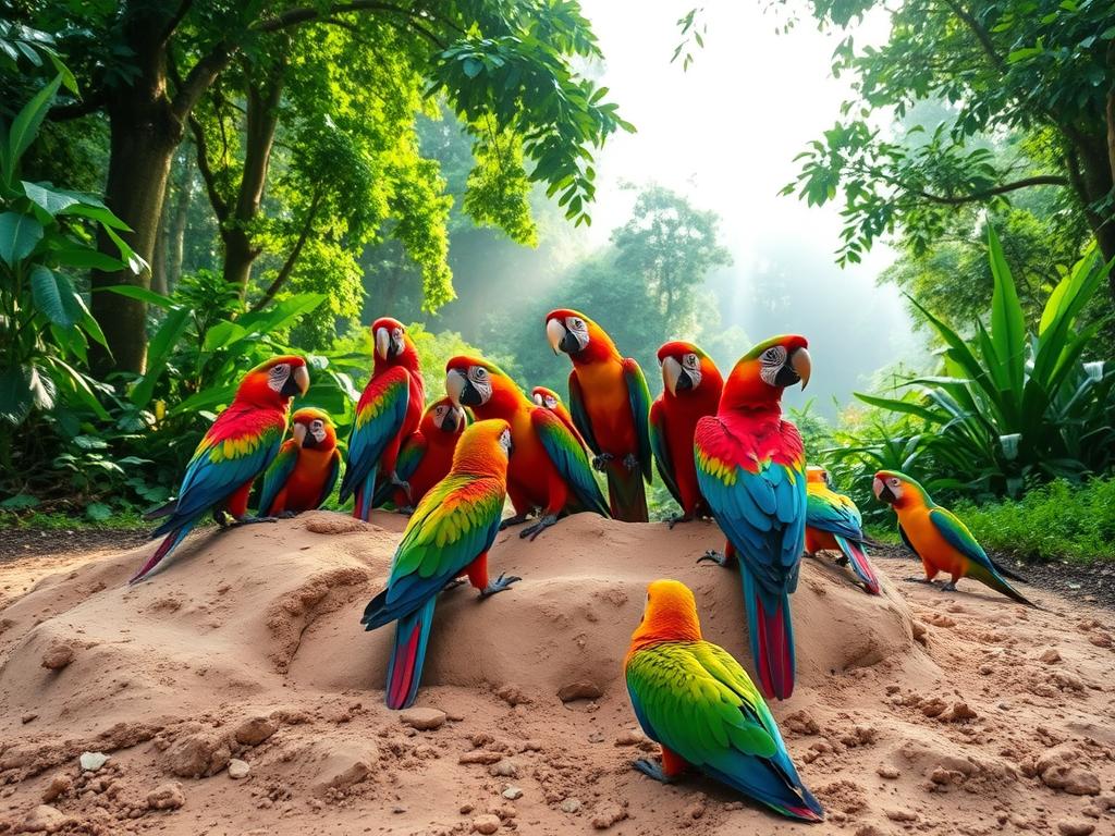 Macaw clay lick in the Amazon